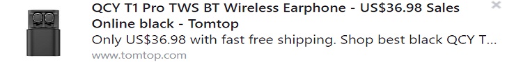 QCY T1 Pro TWS BT Wireless Earphone Coupon: HTPAQCY Price: $30.98 QCY T1 Pro TWS BT Wireless Earphone Coupon: HTPAQCY Price: $30.98