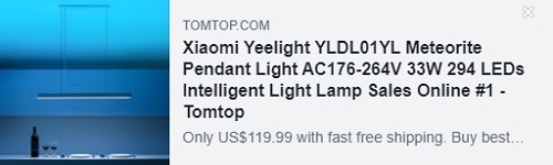 Xiaomi Yeelight AC176-264V 33W 294 LEDs Intelligent Ceiling Light Lamp Price: $79.99 Delivered from EU Warehouse